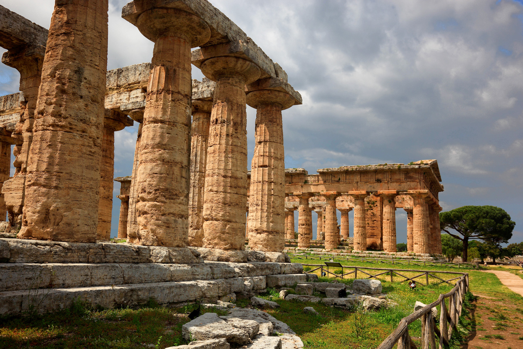 Remains of temple with colonnade in the Doric style.